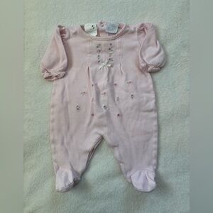 Pink One Piece with Floral Embroidery